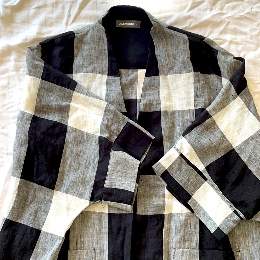 Alembika black and white linen jacket, size M